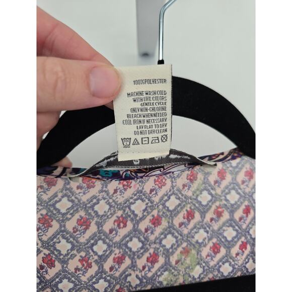 American Rag Womens Sz M 3/4 Sleeve Tunic Blouse Patchwork Print Boho Semi Sheer - Picture 3 of 6